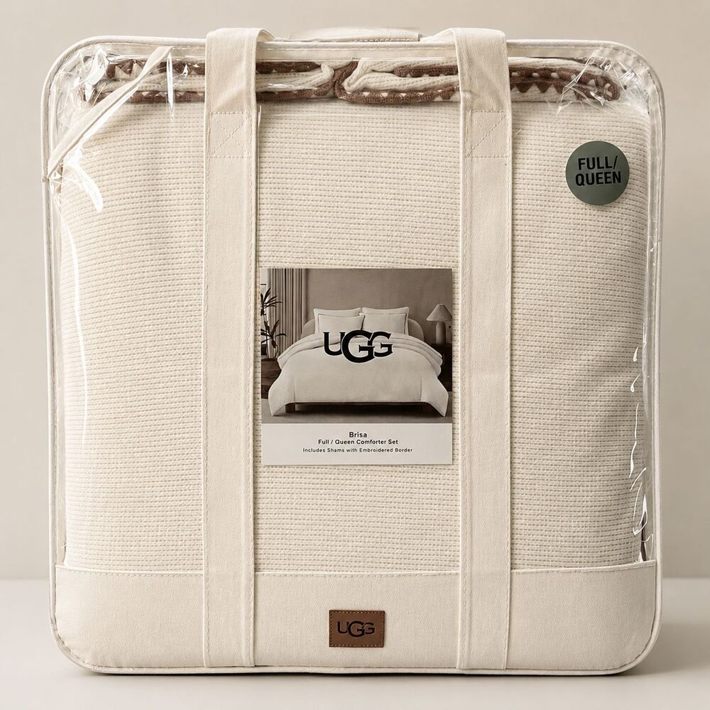 NWT UGG® Full/Queen "Brisa" Gorgeous Comforter Set-Shams Hand Embroidered Border